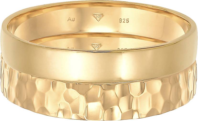 KUZZOI Ring Kuzzoi Ring Set Basic Gehämmert 925 Silber in gold bestellen -  79744502