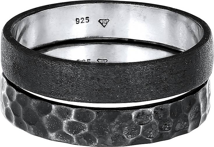 KUZZOI Ring Kuzzoi Ring Set Basic Gehämmert 925 Silber in schwarz bestellen  - 79744503