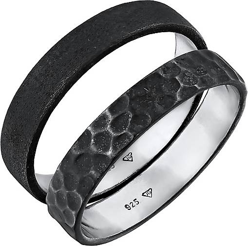 KUZZOI Ring Gehämmert Ring 79744503 Basic Set - bestellen Silber 925 schwarz Kuzzoi in