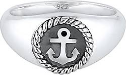 KUZZOI Ring Siegelring Anker Anchor silber bestellen Oxid Maritim Silber 925er 93310201 - in