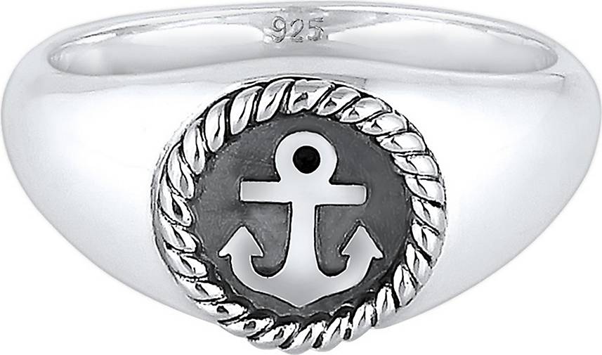 KUZZOI Ring Siegelring Anker Anchor Maritim Oxid 925er Silber in silber  bestellen - 93310201