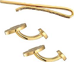 KUZZOI Schmuckset Manschettenknöpfe Krawattennadel Set 925 Silber in gold  bestellen - 27547601 | Krawattennadeln