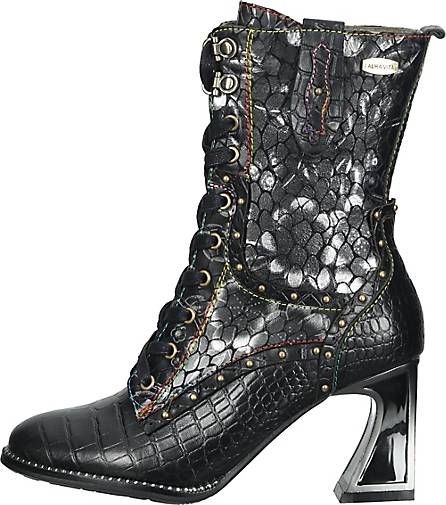 Laura Vita Damen Stiefelette Emcmao 45 - Mit Blumenmuster & Satinband