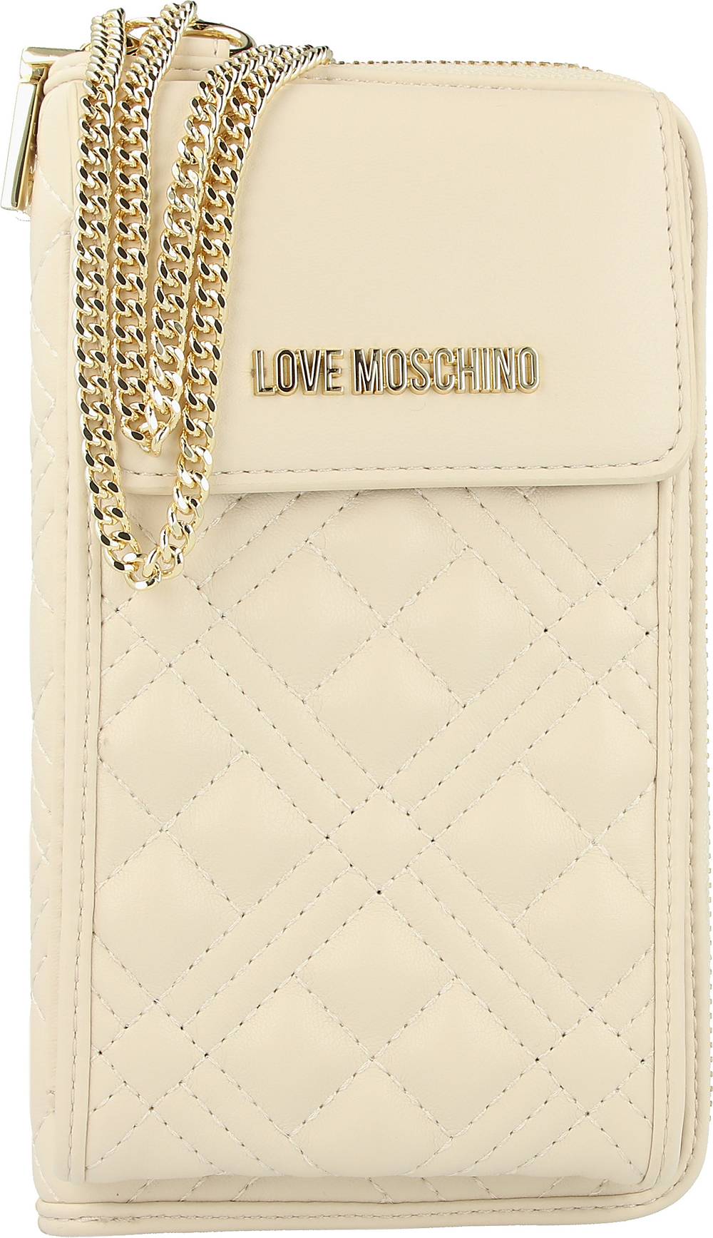Love Moschino, Basic Quilted Handytasche Geldbörse 11 Cm in beige, Handyhüllen & Zubehör für Damen