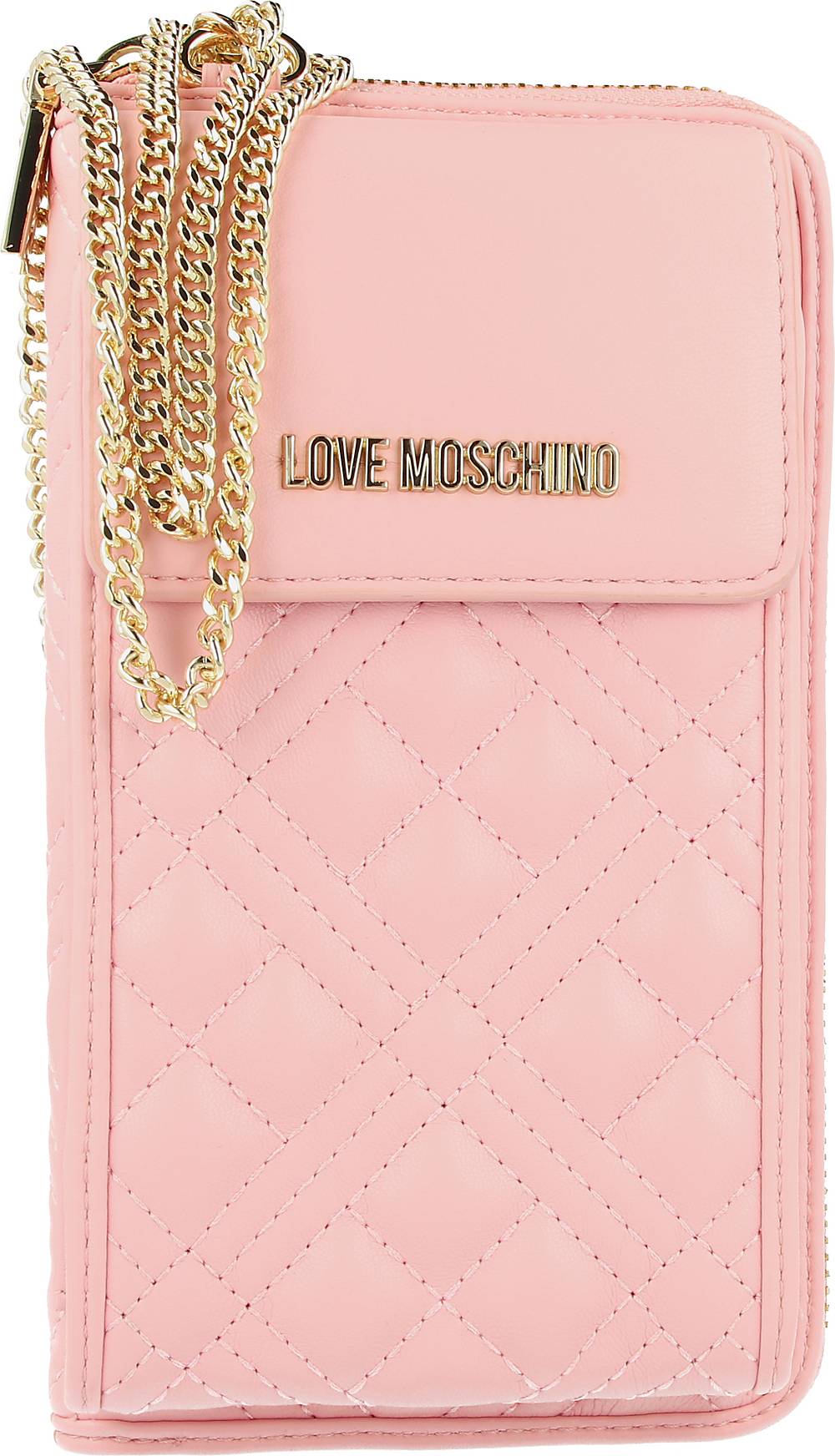 Love Moschino, Basic Quilted Handytasche Geldbörse 11 Cm in rosa, Handyhüllen & Zubehör für Damen