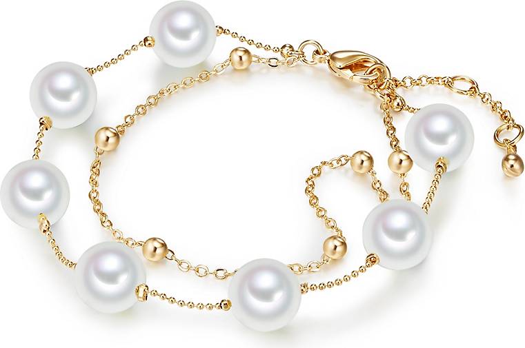Lulu & Jane Armband gelbgold Muschelkernperle weiß
