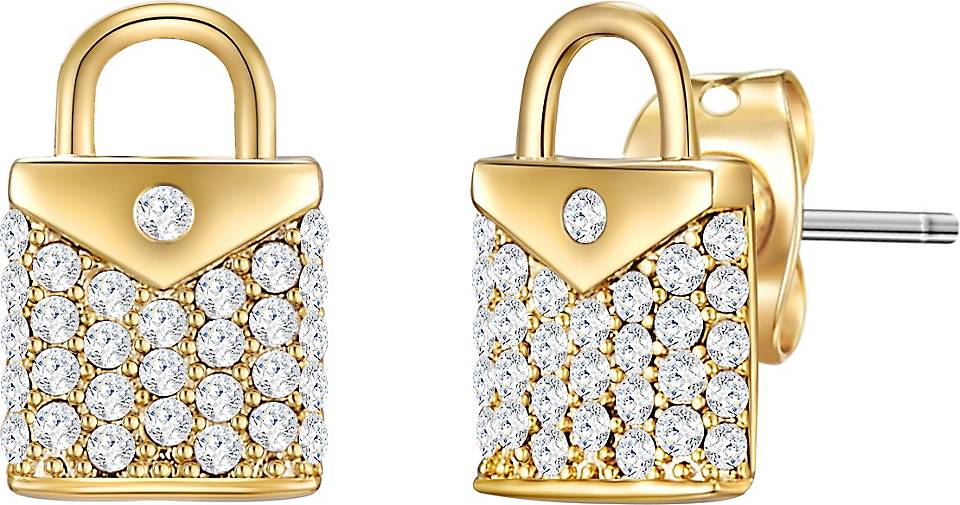Lulu & Jane Ohrstecker gelbgold verziert mit Kristallen von Swarovski® weiß
