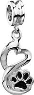 Nenalina Charm Bead Pfoten Herz Emaille 925 Sterling Silber