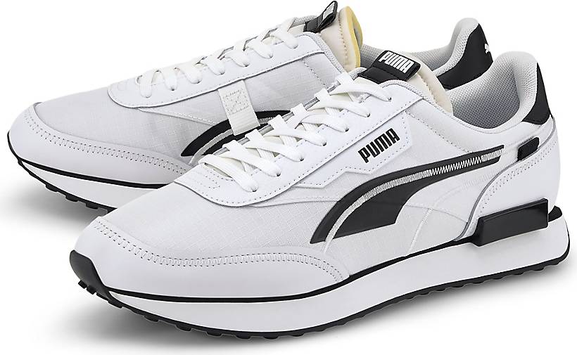 puma rider twofold white blue black