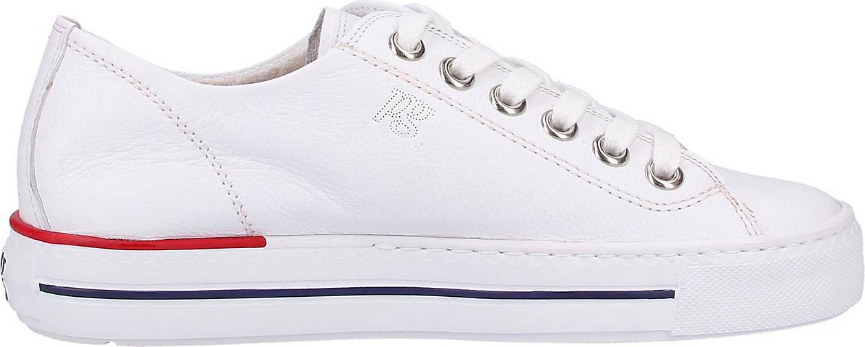 Paul Green Sneaker 4760-075 Weiß - Damen Leder Sneaker Mit Glitzeroptik