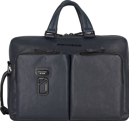Piquadro Harper Aktentasche Leder 40 cm Laptopfach in blau bestellen ...
