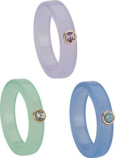 SIX Set aus Statement-Ringen mit Strassstein ' '