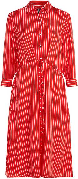 TOMMY HILFIGER Damen Blusenkleid CUPRO ROPE ST MIDI SHIRT DRESS in rot  bestellen - 11087002
