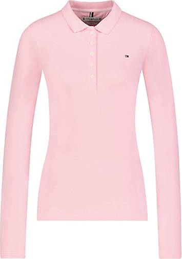 Ziek persoon Zaailing Internationale TOMMY HILFIGER Damen Poloshirt Slim Fit Langarm in pink bestellen - 28841202