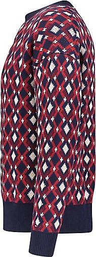 TOMMY HILFIGER Herren Pullover GEO PRINT STRIPE CREW NECK Regular Fit in  rot bestellen - 29016201