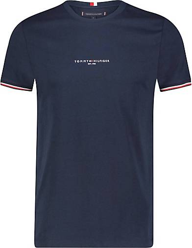 TOMMY HILFIGER Herren T-Shirt TOMMY LOGO TIPPED TEE Slim Fit in dunkelblau  bestellen - 16484501