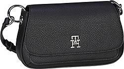 TOMMY HILFIGER, Umhängetasche Th Emblem Flap Crossover Sp23 in schwarz, Umhängetaschen für Damen