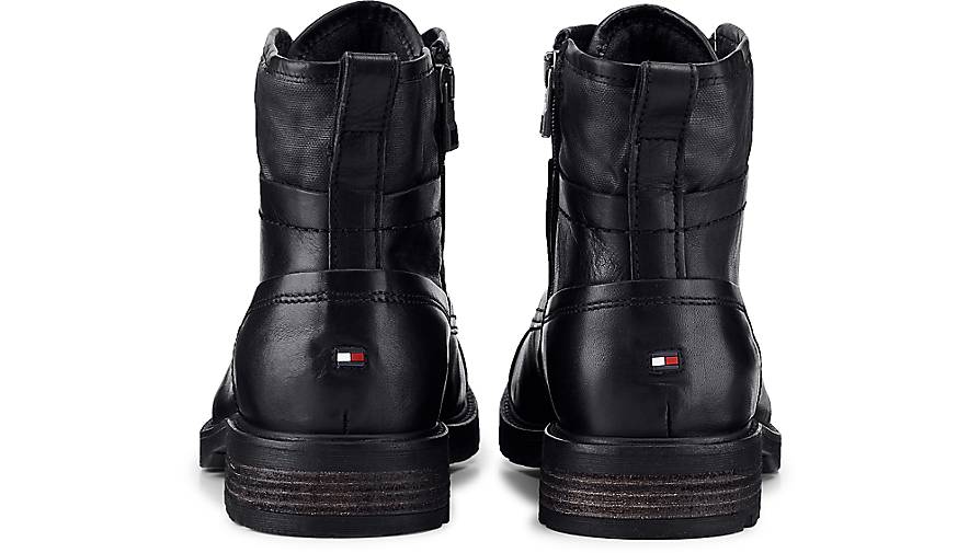 tommy hilfiger winter leather textile mix boot
