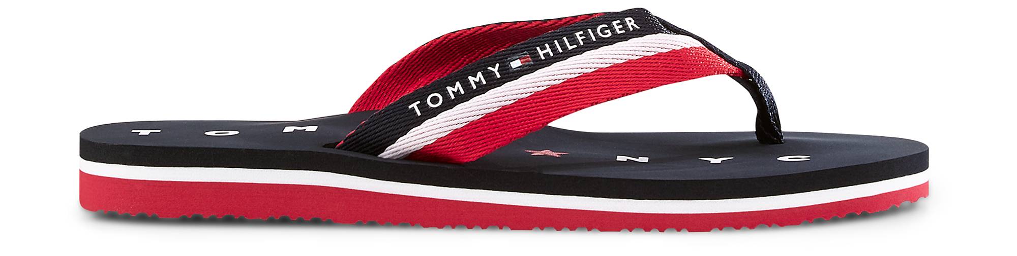 Tommy Hilfiger Synthetik Sandale in Weiß Damen Schuhe Flache Schuhe Zehentrenner und Badelatschen 
