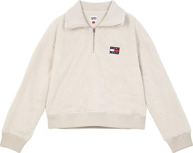 tommy badge boxy plush fleece sweatshirt