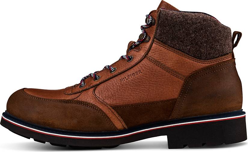 tommy hilfiger winter leather textile mix boot