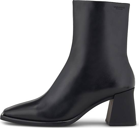 vagabond hedda leather flared heel knee boots in black