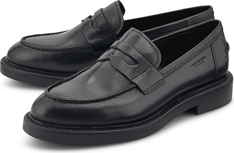 vagabond alex flat loafer in black
