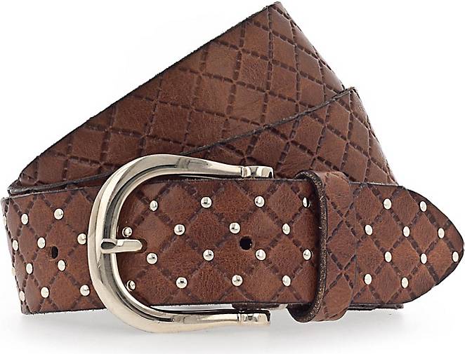 b.belt Lina Gold Nietengürtel Leder