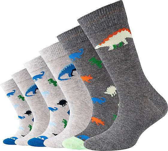 camano Kinder Socken 6er-Pack ca-soft Dinosaurier mit bunten Motiven