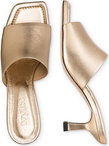 metallic gold mules